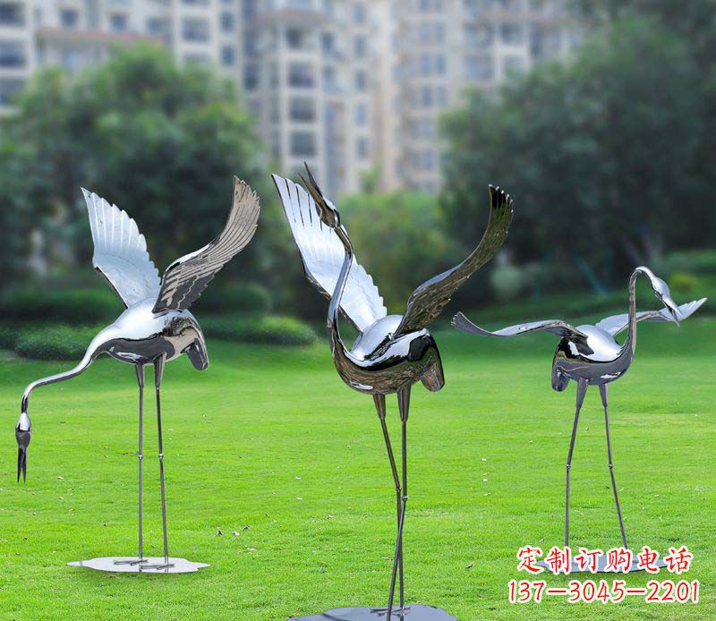 开封不锈钢仙鹤雕塑展现传统文化风采