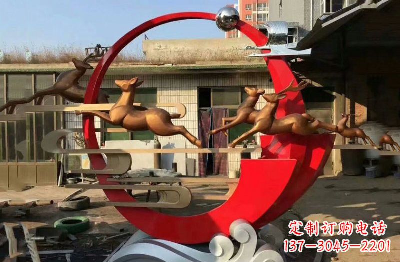 开封不锈钢制作的梅花鹿雕塑