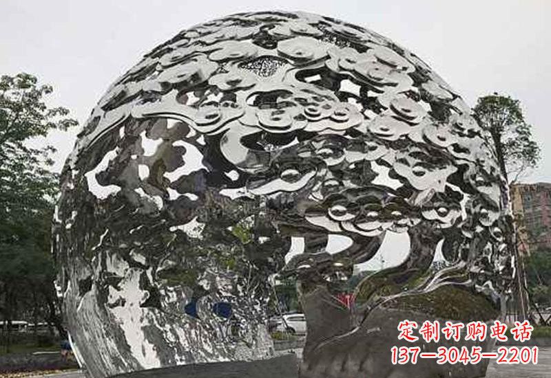 开封不锈钢祥云镂空球拱门雕塑