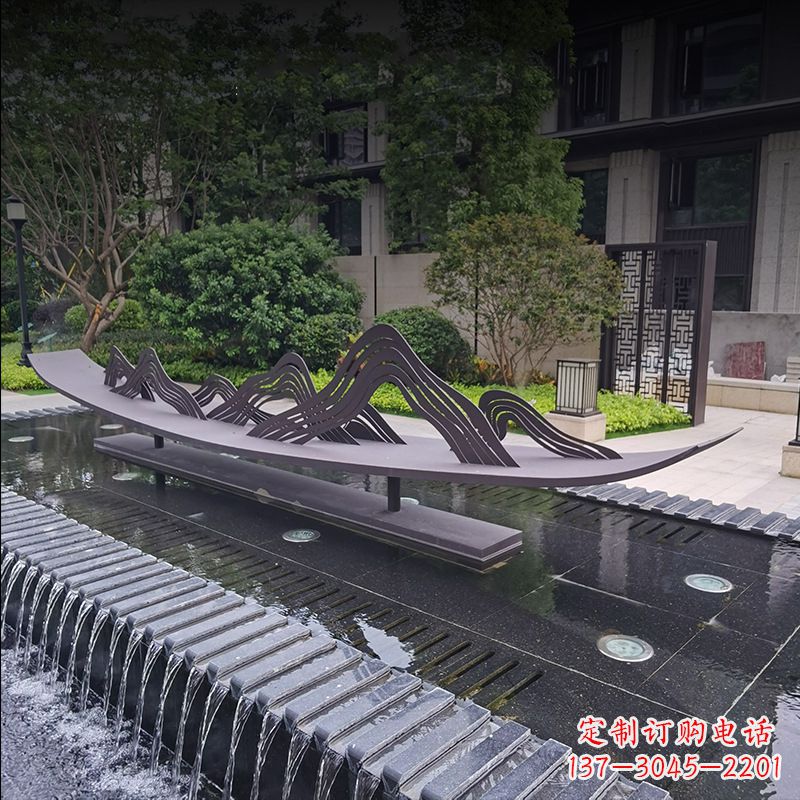 开封精美的不锈钢小船假山