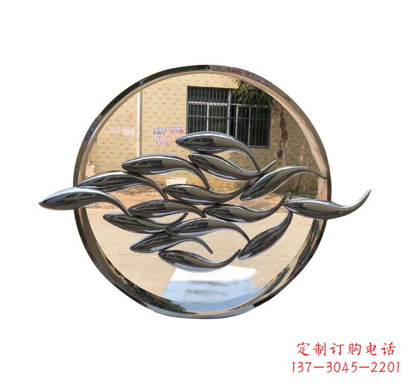 开封不锈钢小区抽象鱼和圆环雕塑