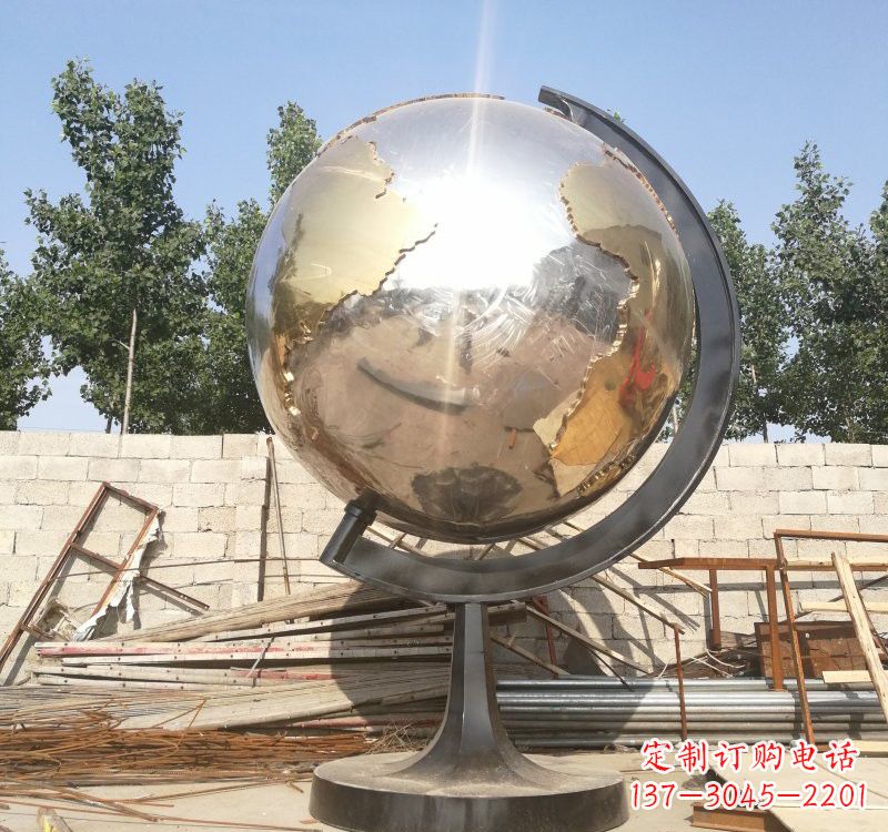 开封不锈钢校园地球仪雕塑校园精神体现
