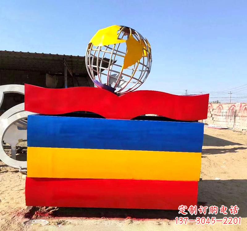 开封不锈钢校园地球仪书籍雕塑