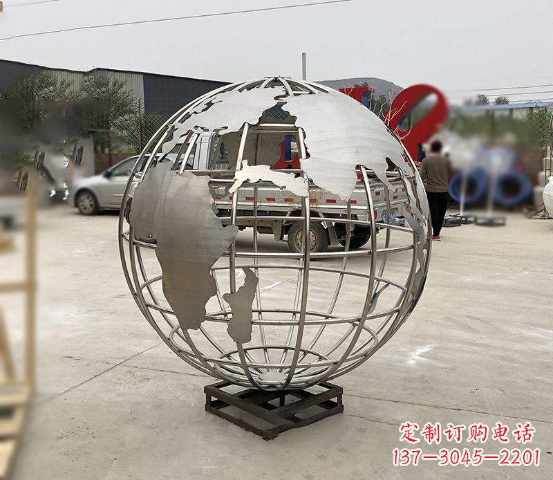 开封不锈钢校园地球仪雕塑见证地球美景