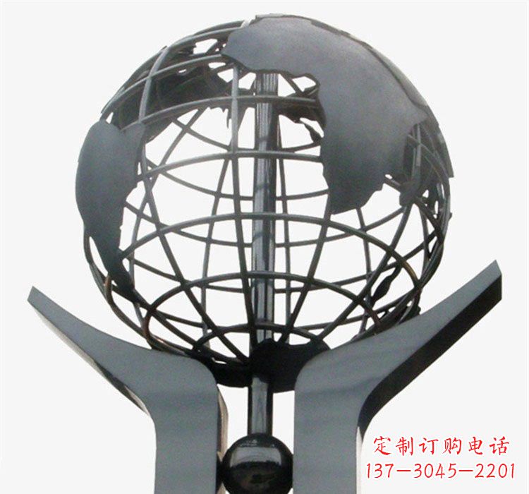 开封象征地球一体的不锈钢校园手托地球雕塑