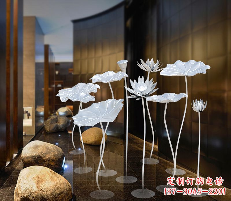 开封不锈钢银色荷花雕塑精美外形魅力无限