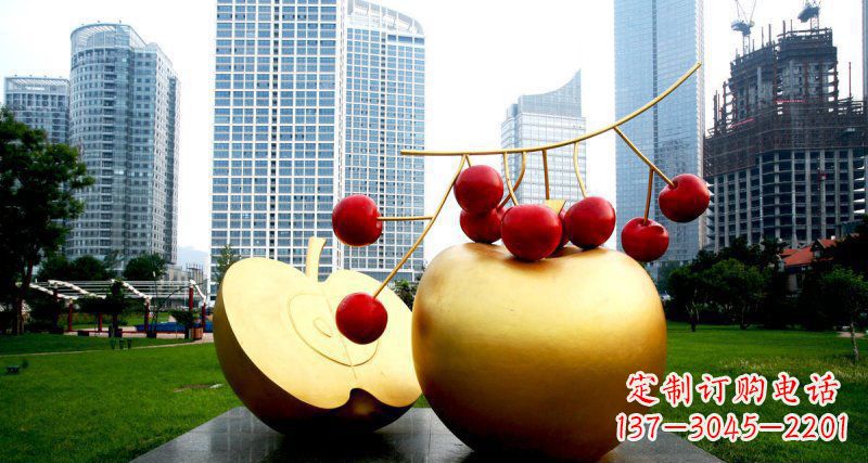 开封不锈钢苹果雕塑,添彩公园景观
