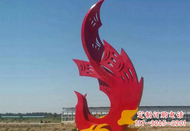开封凤凰雕塑传承不锈钢园林艺术