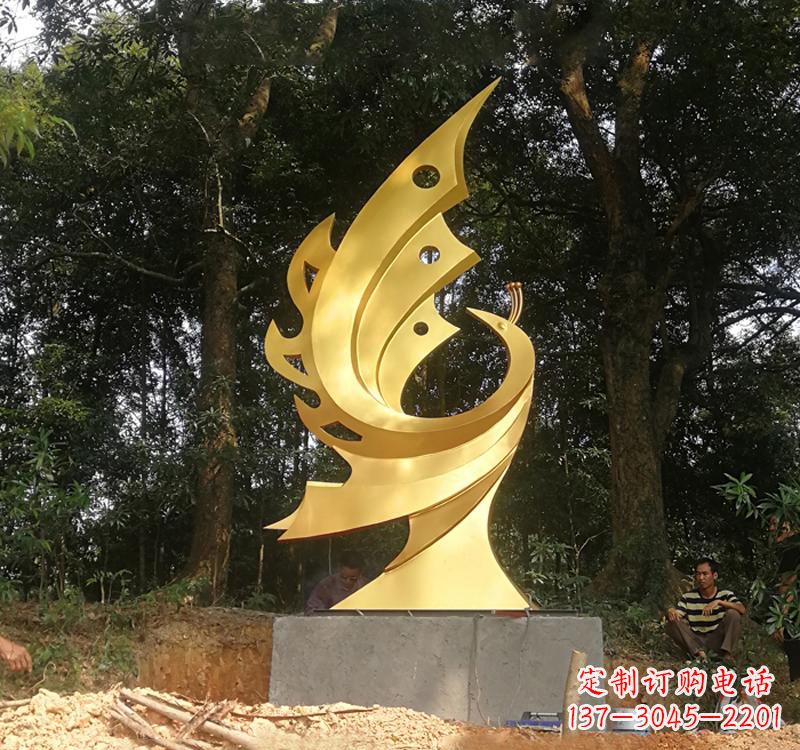 开封不锈钢园林金凤凰雕塑