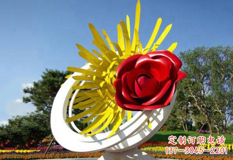 开封不锈钢玫瑰花雕塑——给城市景观带来美丽