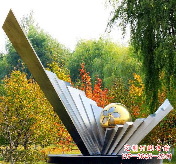 开封不锈钢园林景观扇贝雕塑