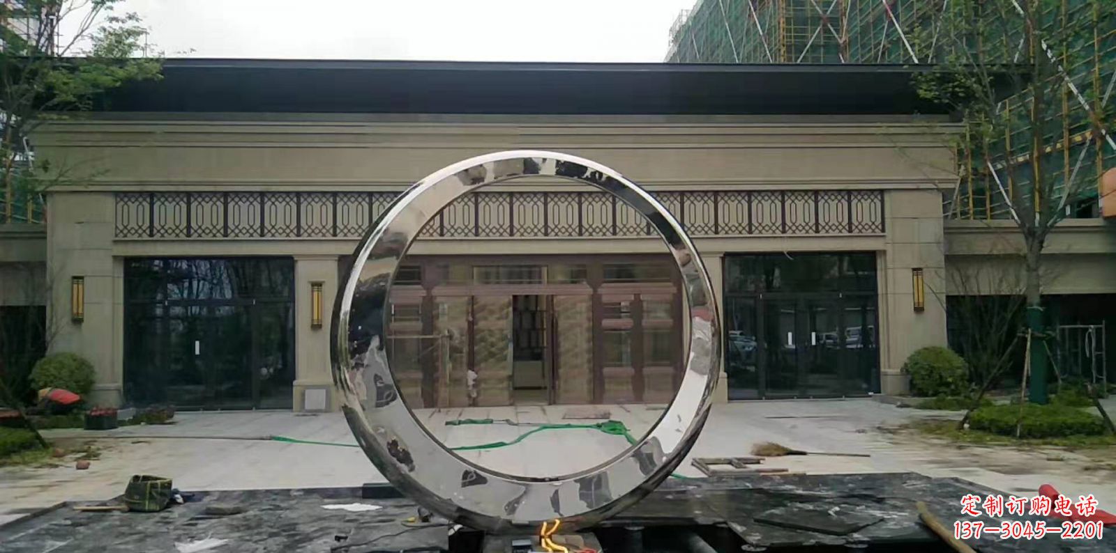 开封不锈钢圆环喷泉雕塑广场景观雕塑户外摆件