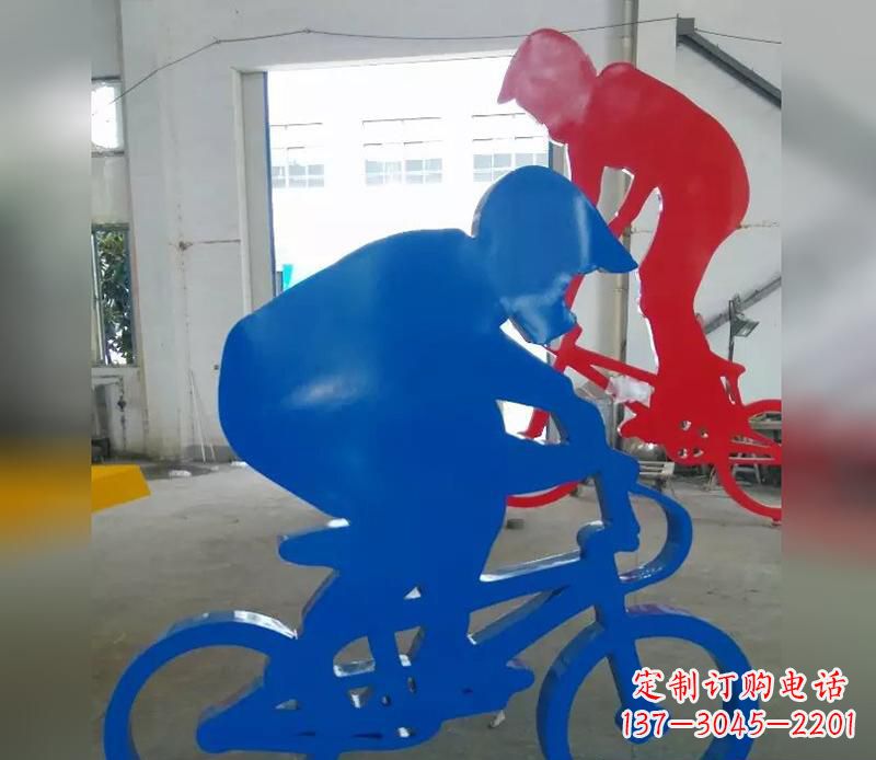 开封不锈钢运动骑自行车雕塑
