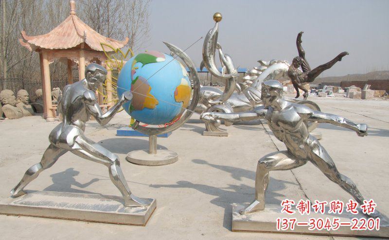 开封勇敢者的身影——不锈钢运动员击剑雕塑