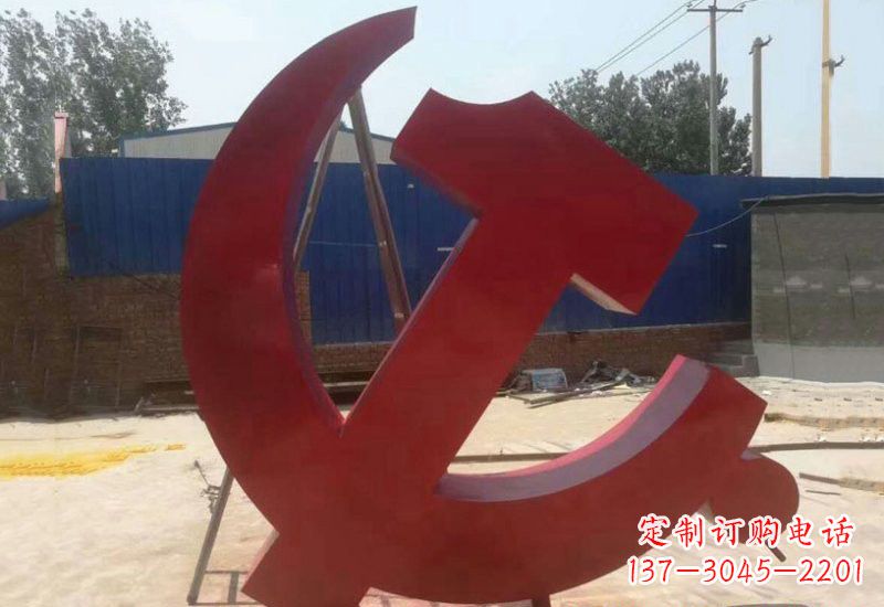 开封不锈钢政府机关党建党徽雕塑