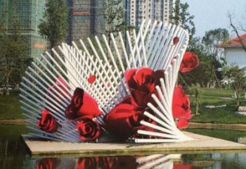 开封不锈钢玫瑰花雕塑一种精美的艺术品