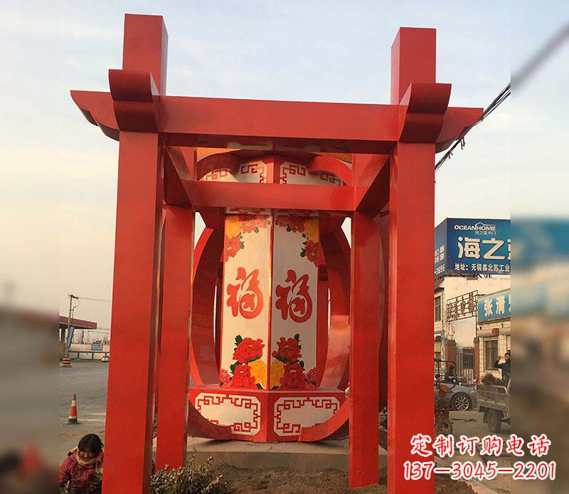 开封不锈钢灯笼雕塑——点亮中国梦