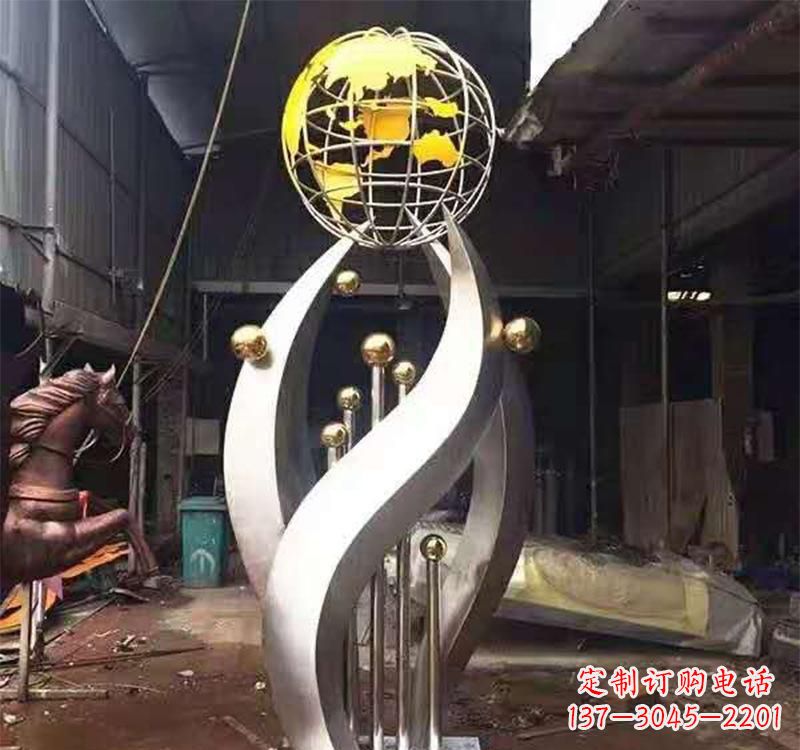 开封不锈钢转动地球仪雕塑