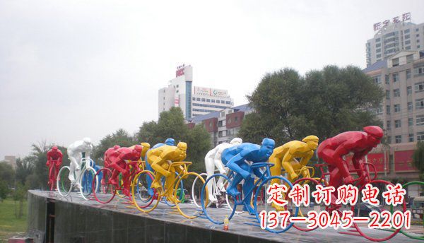 开封不锈钢自行车赛车雕塑
