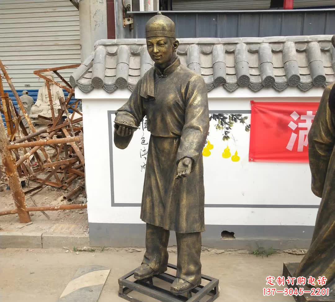 开封传承百年店小二铜雕