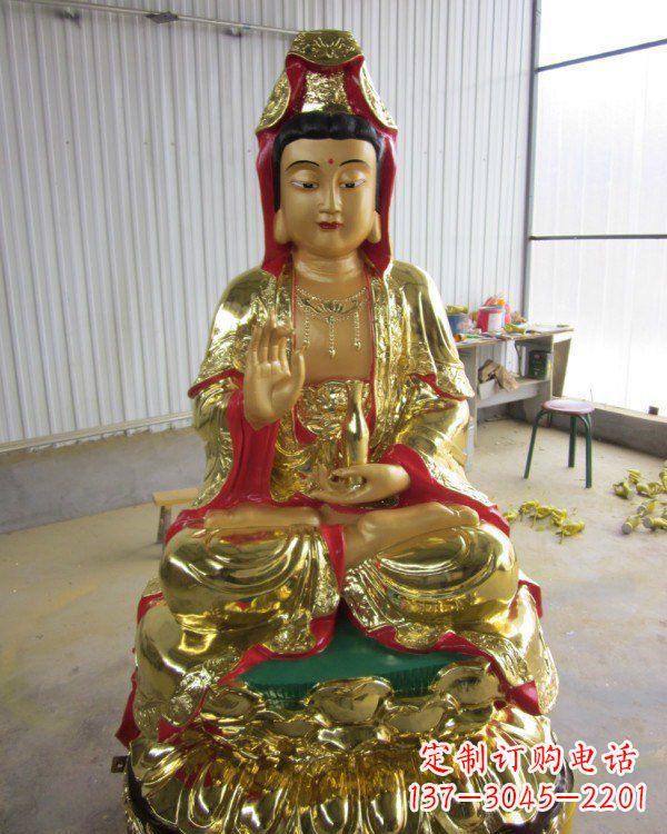 开封彩绘观音菩萨铜雕