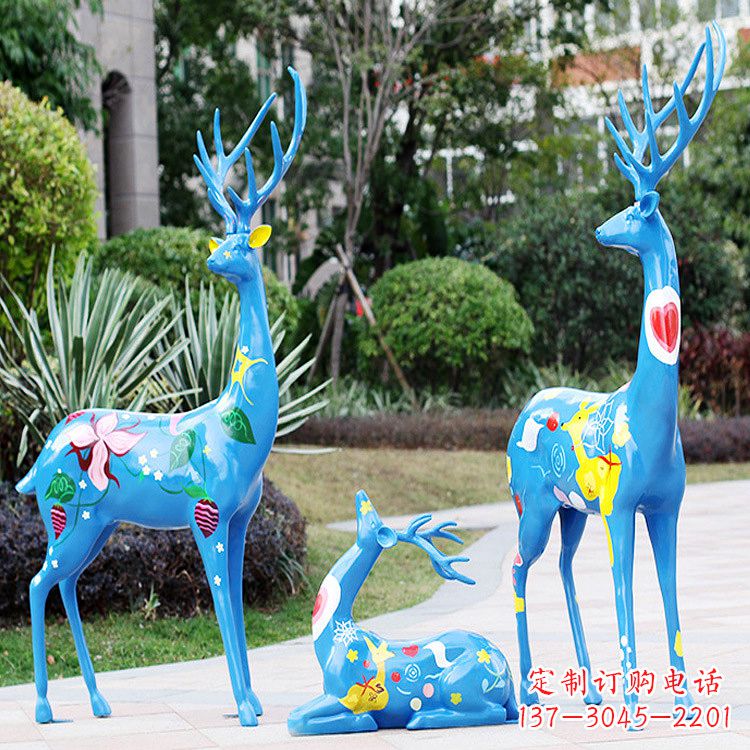 开封彩绘鹿雕塑玻璃钢-商场美陈动物摆件