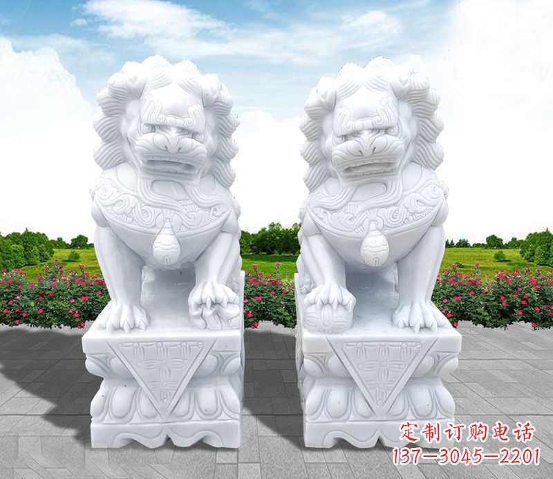 开封彩球狮子石雕招财动物