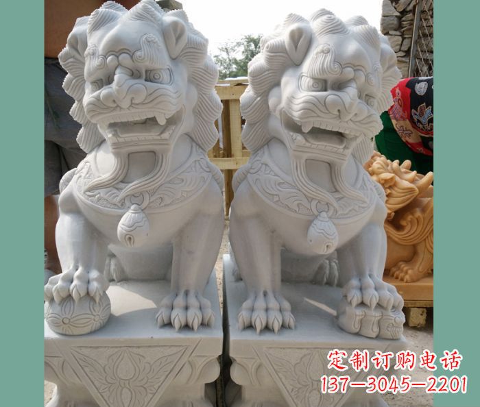 开封踩球狮子门口看门石雕 (3)