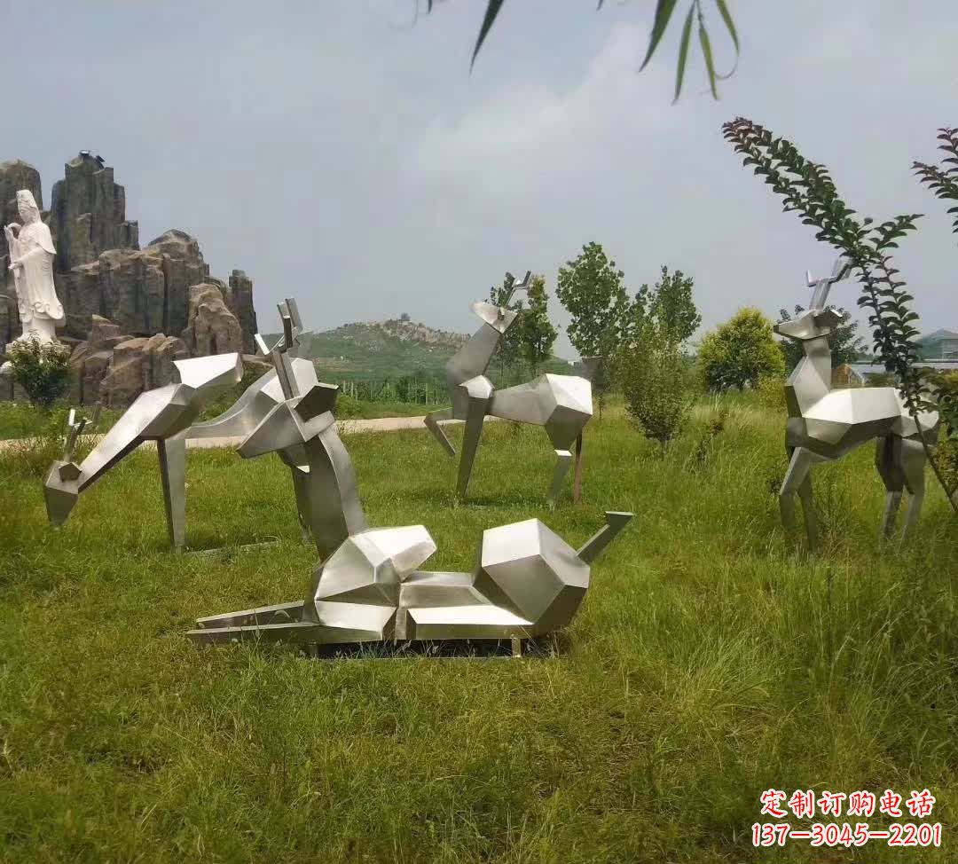 开封草坪不锈钢锻造小鹿雕塑