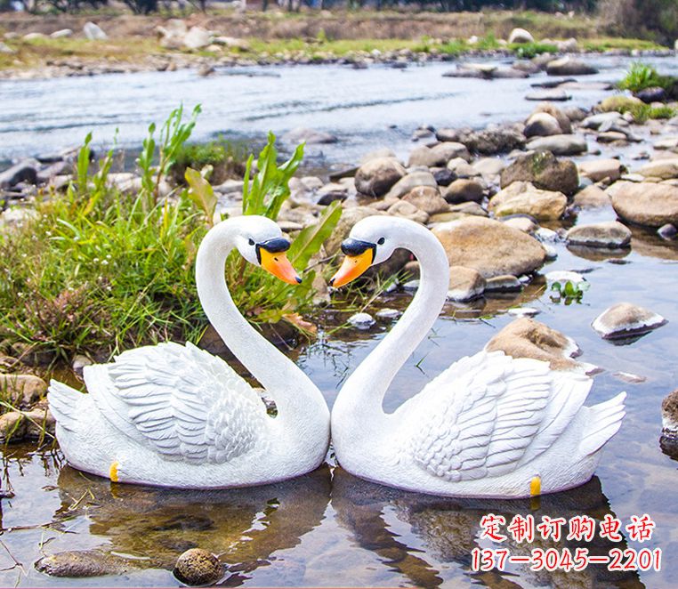 开封草坪水池塘鱼塘园林景观装饰白天鹅仿真动物雕塑