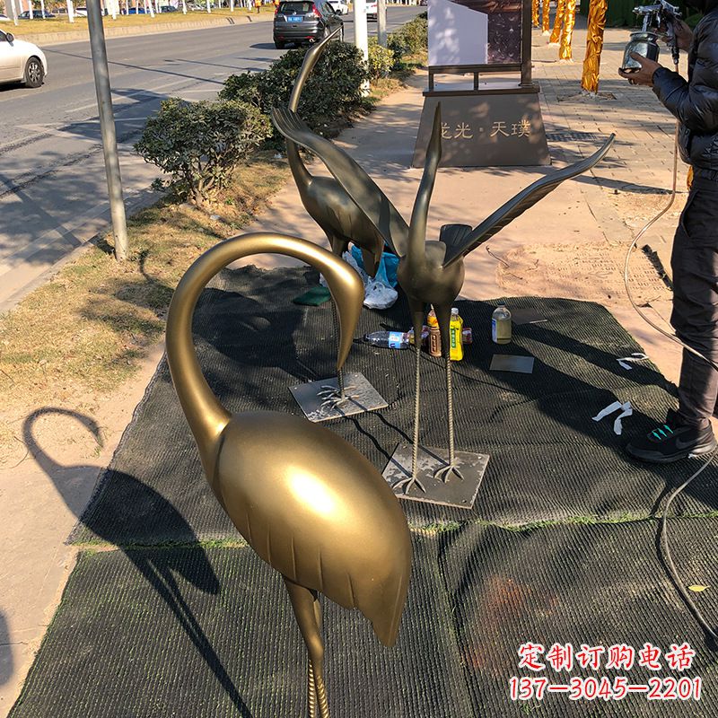 开封成都不锈钢动物鹤雕塑