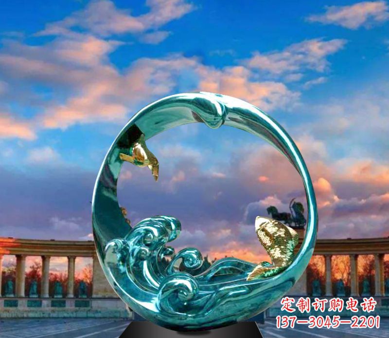 开封城市之环不锈钢彩银雕塑