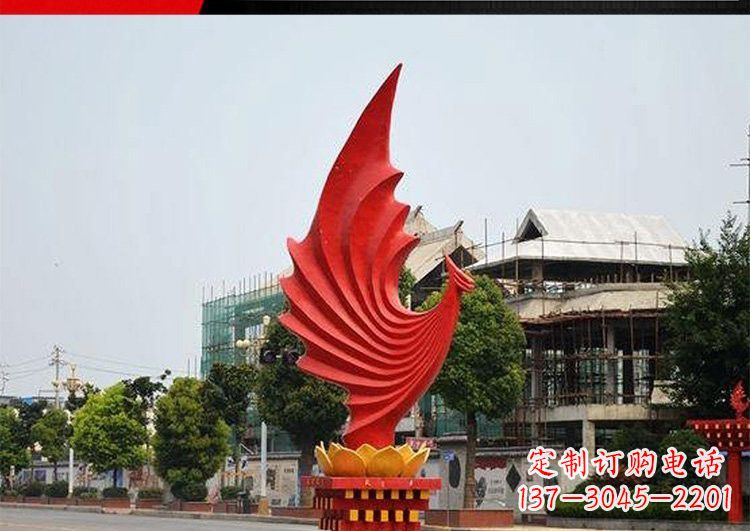 开封城市的至高象征——不锈钢凤凰雕塑