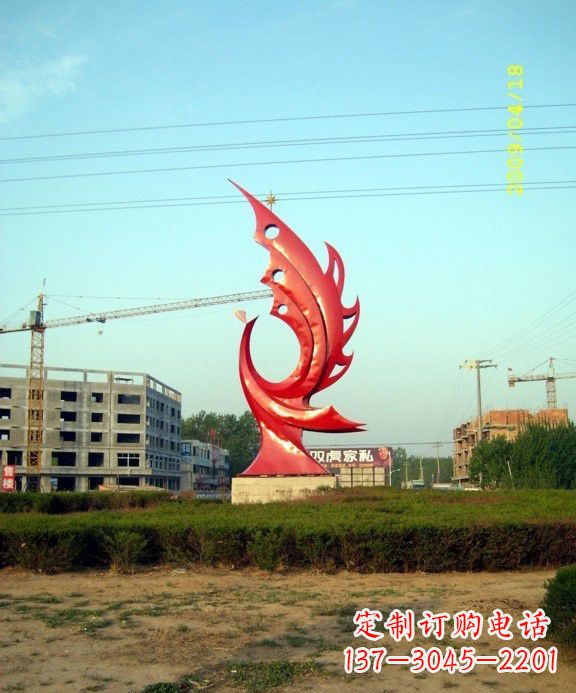 开封城市不锈钢凤凰雕塑