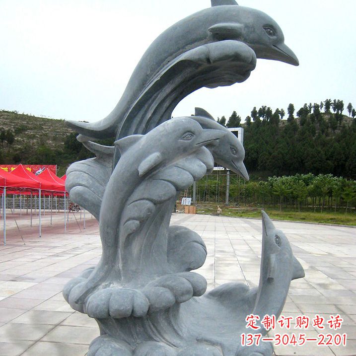 开封冲浪海豚大理石雕塑