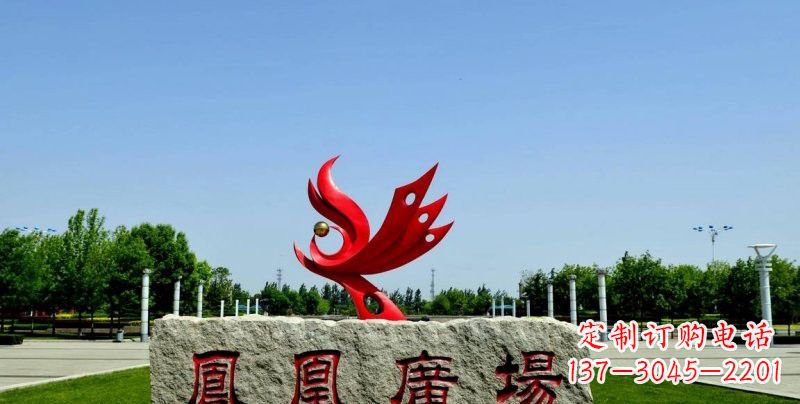 开封不锈钢凤凰雕塑奔放优雅的艺术之作