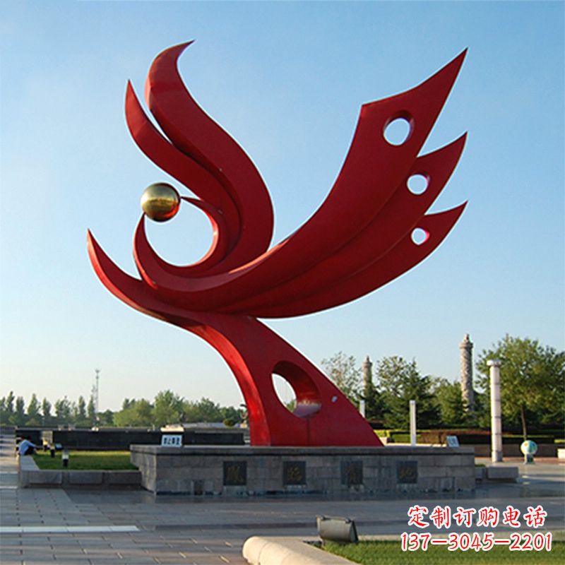 开封精美凤凰雕塑点缀公园园林景观