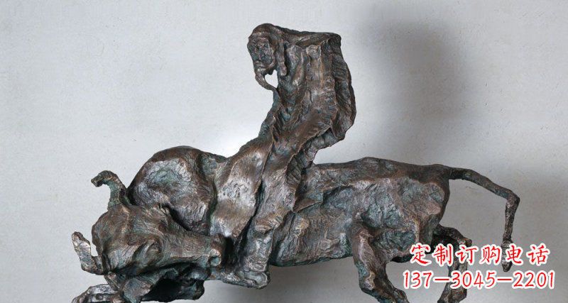 开封抽象的骑牛人物公园动物铜雕