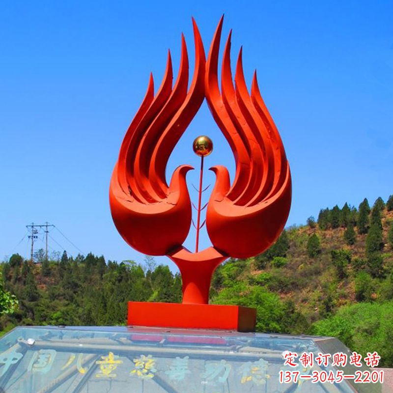 开封抽象凤凰公园不锈钢雕塑-景区园林景观神兽标识雕塑