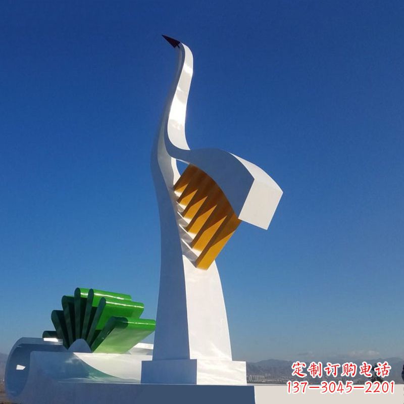 开封抽象仙鹤不锈钢景观雕塑