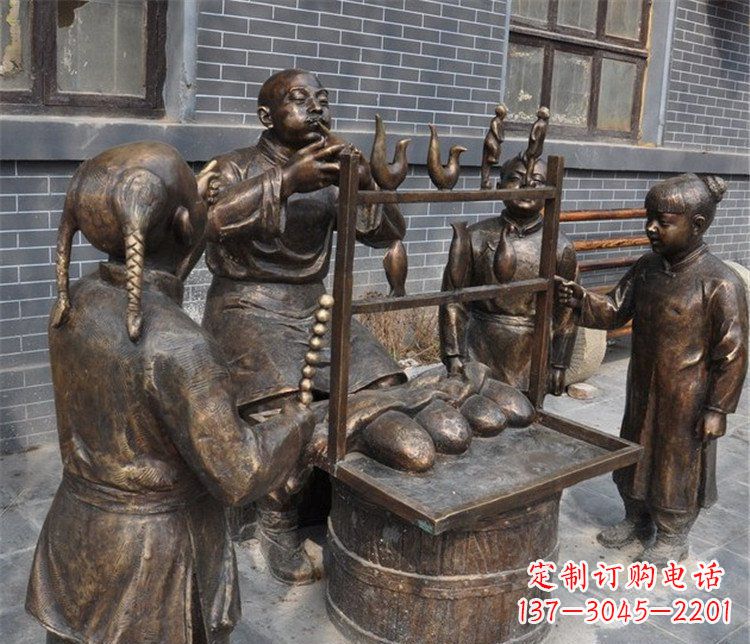 开封吹糖人街边小品铜雕雕塑