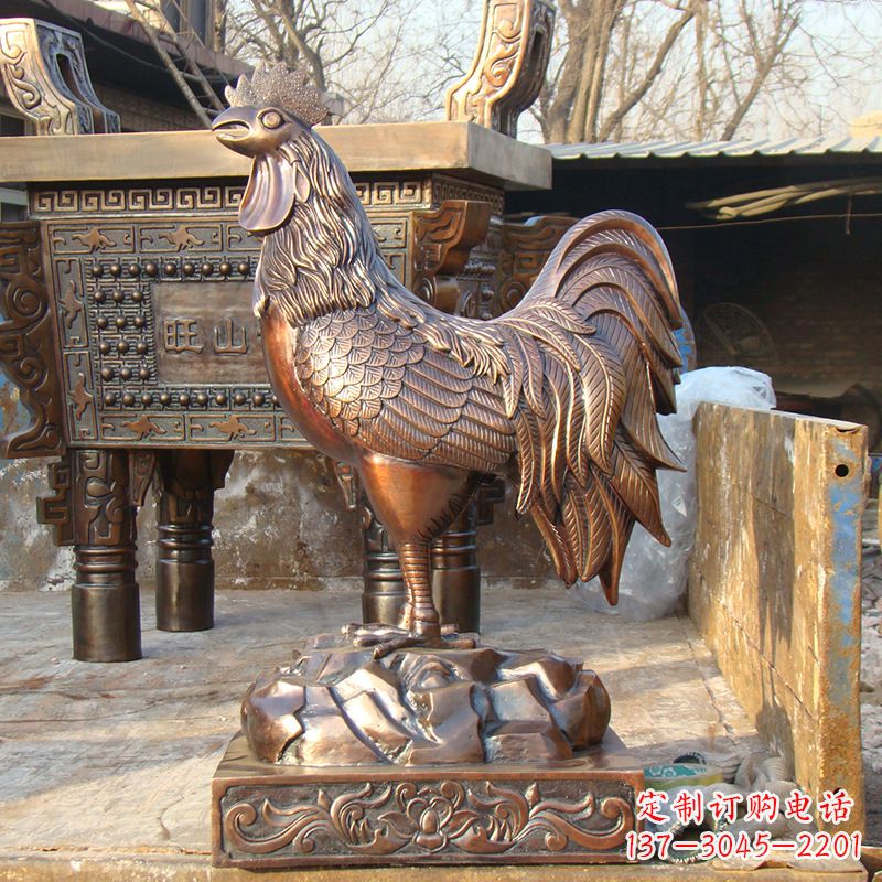 开封纯铜铸造生肖鸡雕塑摆件