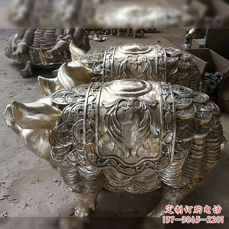 开封纯铜铸造猪铜雕-招财生肖动物风水雕塑