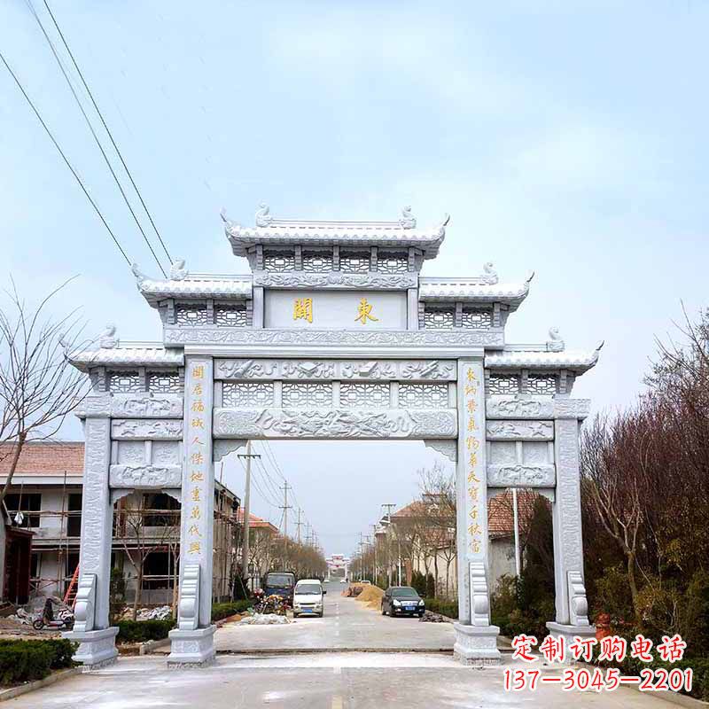 开封传承古风——村镇三门石牌坊雕塑