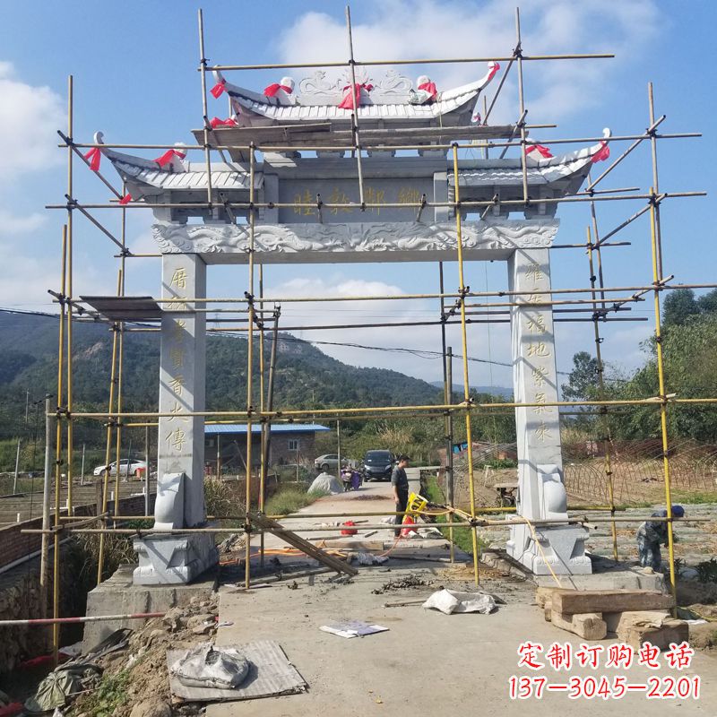 开封村庄石牌坊雕塑传承民间文化