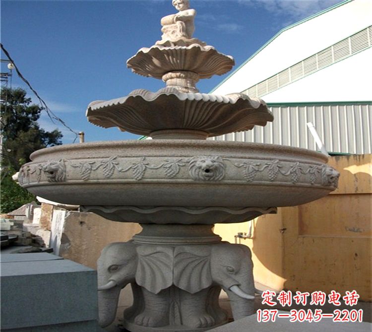 开封大钵石雕喷水天鹅