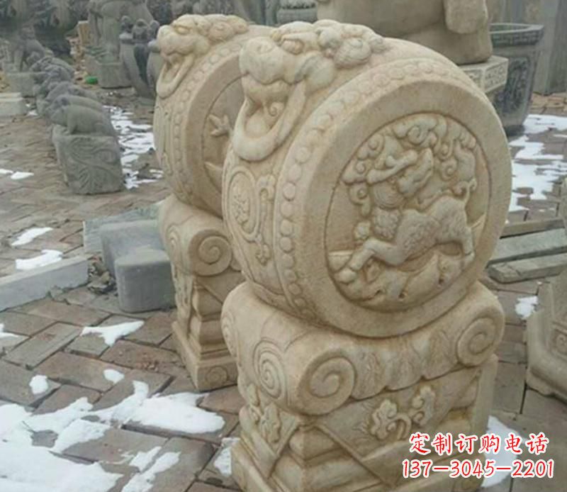 开封大理石抱鼓公园景观门墩