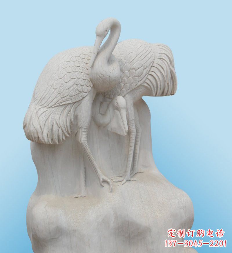 开封大理石制作的丹顶鹤雕塑