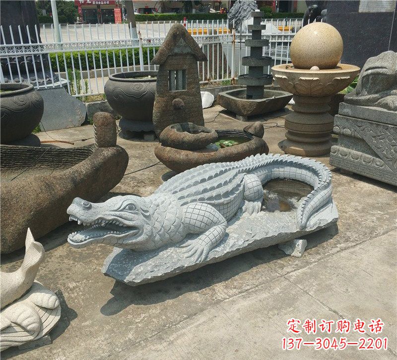 开封动物雕塑大理石鳄鱼