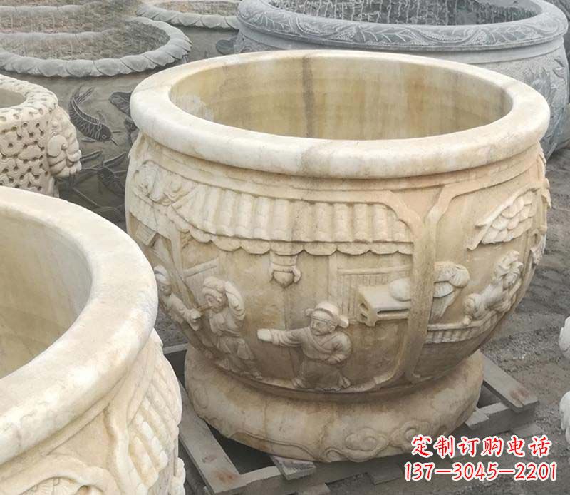 开封雕刻精美的大理石儿童水缸